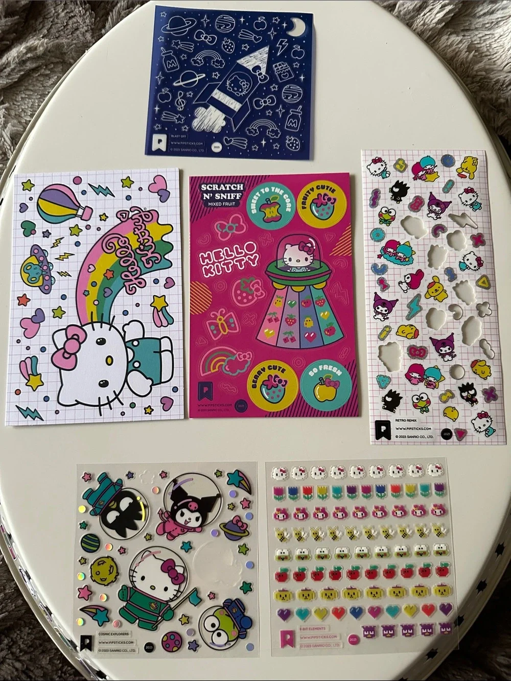 Sanrio Stationary Bundle - Pipsticks Hello Kitty Stickers & Pompompurin Journal